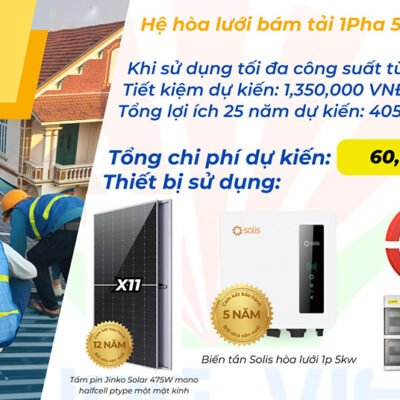 Combo lắp đặt trọn gói điện mặt trời 1P 5Kw hệ gia đình