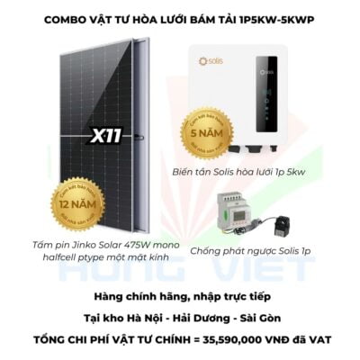 Combo vật tư hoà lưới bám tải 1 Pha 5Kw