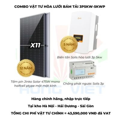 Combo vật tư hoà lưới bám tải 3 Pha 5Kw